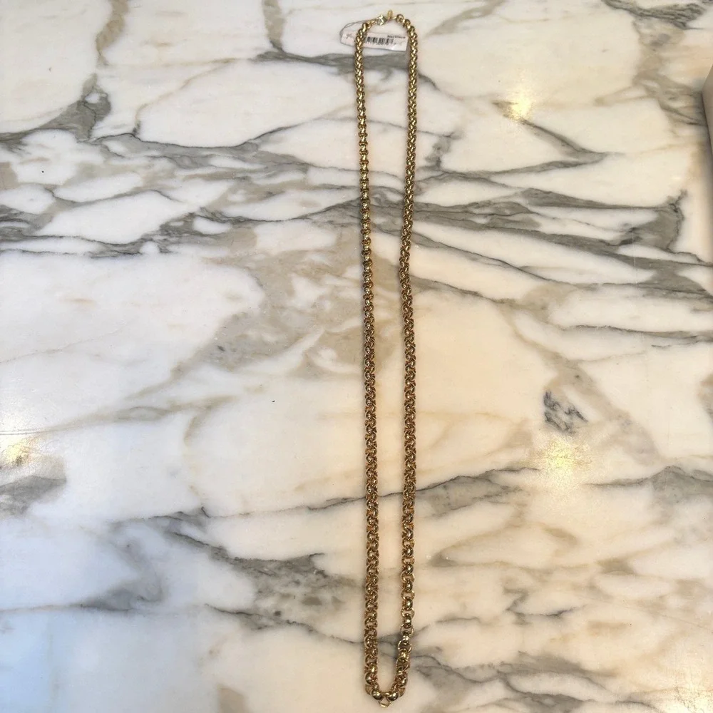Monet Vintage Polished Gold Tone Thick Long Rolo Chain Necklace 17.5